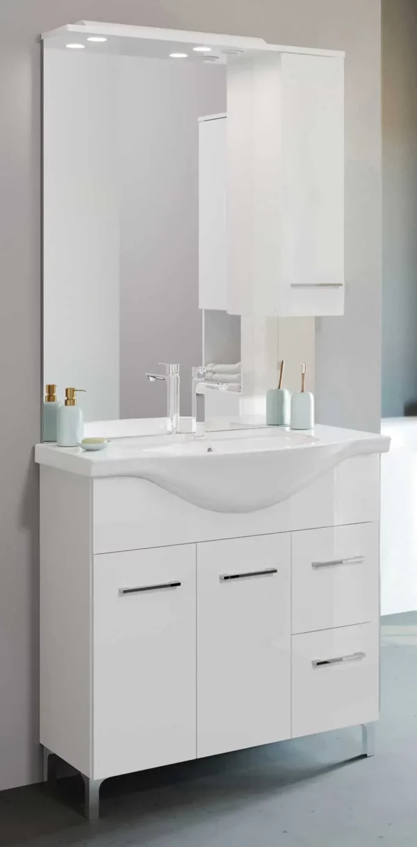 Mobile bagno venere cm.86x50x191H bianco lucido